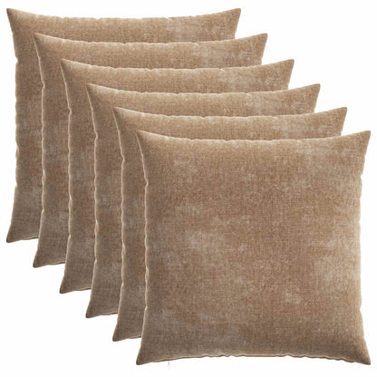 Kussensloop 6 st HEERLEN Bruin 55 x 55 cm Chenille Stof