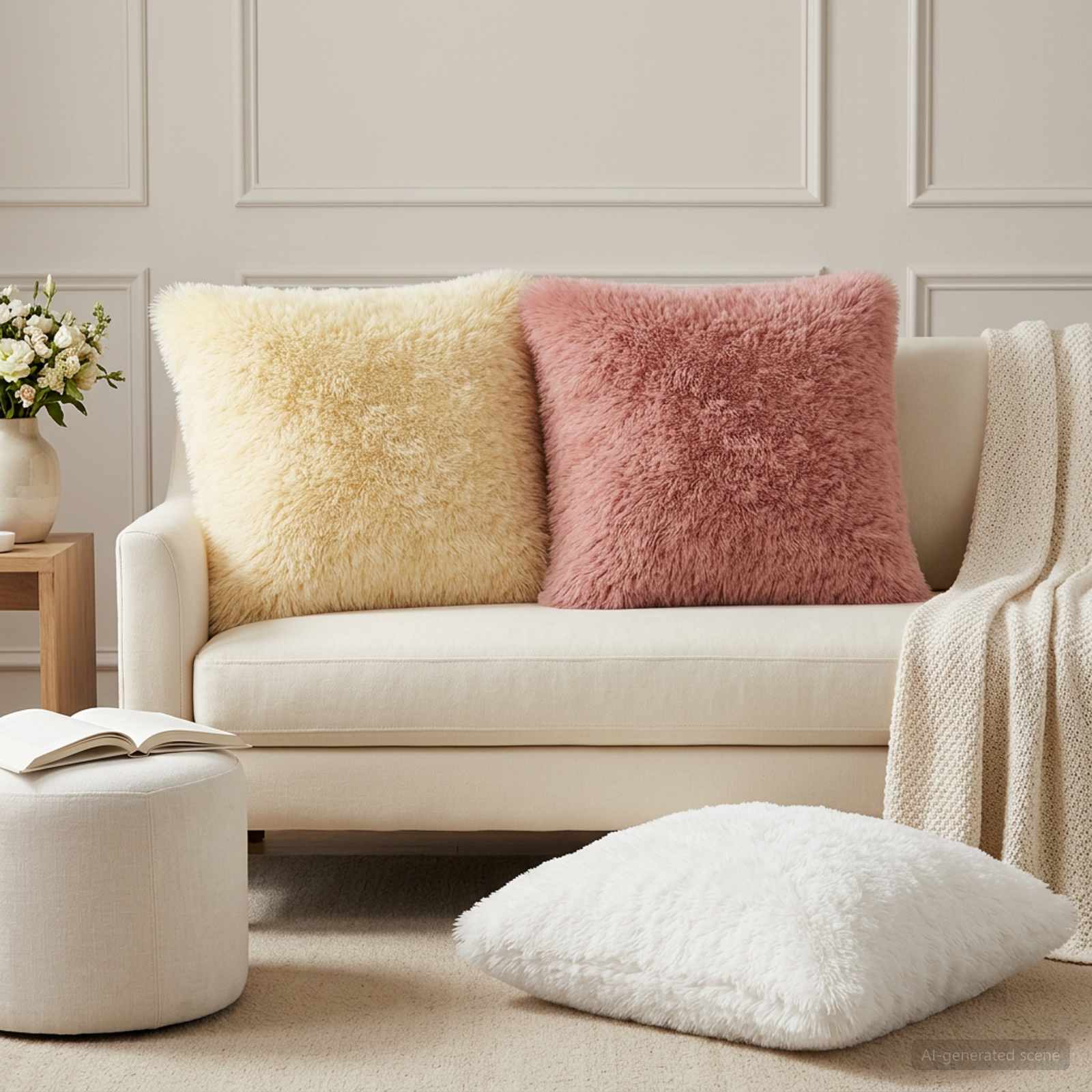 Kussensloop 2 pcs HEERLEN Crèmekleurig 60 x 60 cm PV Fleece