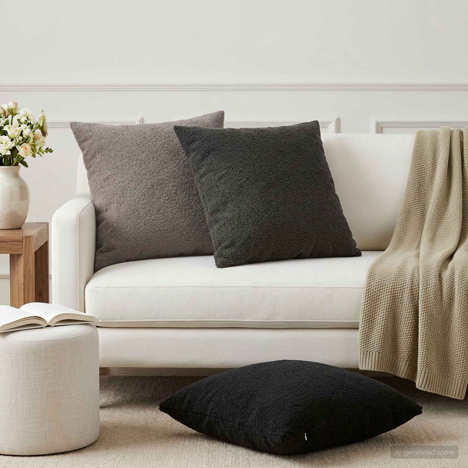 Kussensloop 6 pcs HEERLEN Donkergrijs 65 x 65 cm Bouclé