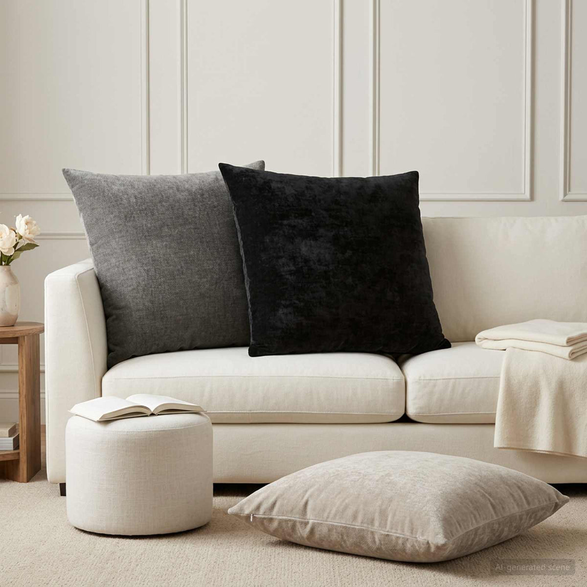 Kussensloop 2 st HEERLEN Antraciet 65 x 65 cm Chenille Stof