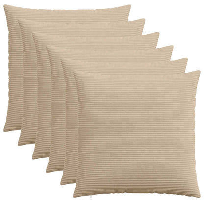 Kussensloop 6 st HEERLEN Taupe 70 x 70 cm corduroy