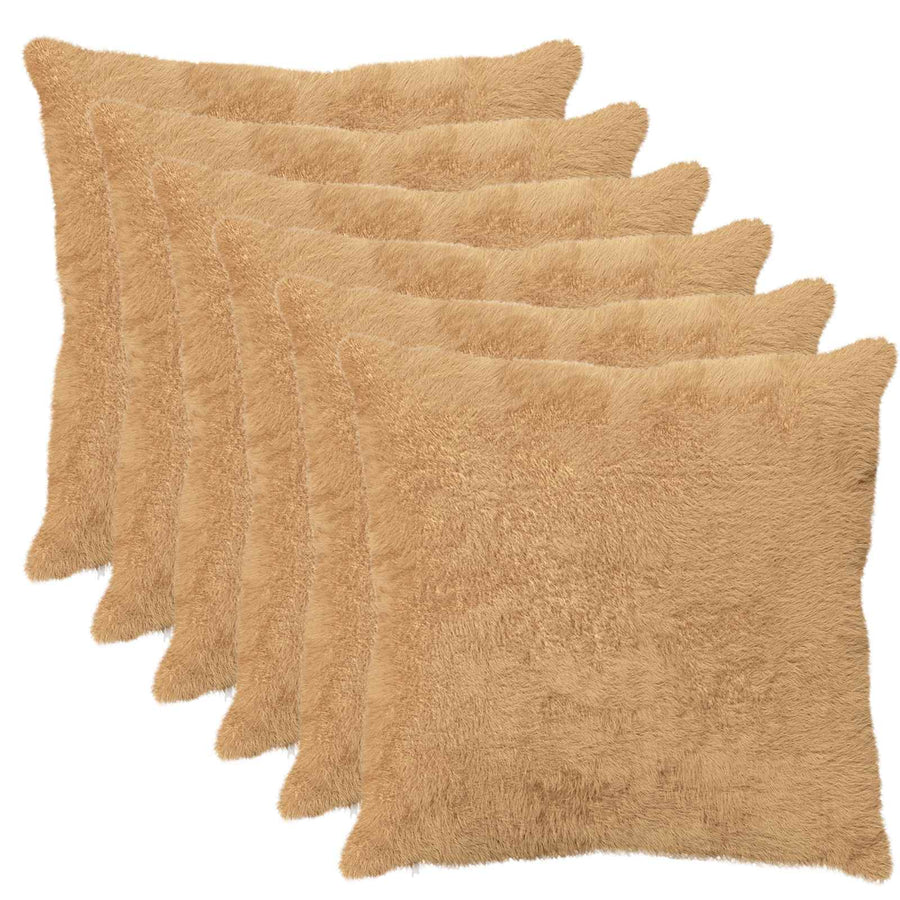 Kussensloop 6 st HEERLEN Taupe 70 x 70 cm Nep Konijnenbont