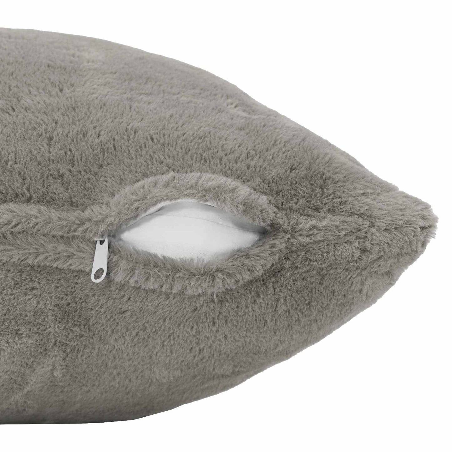 Kussensloop 2 st HEERLEN Lichtgrijs 70 x 70 cm Nep Konijnenbont