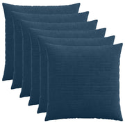 Kussensloop set van 6 marineblauw corduroy 80x80 cm