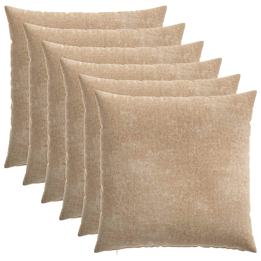 Kussensloop 6 st HEERLEN Taupe 80 x 80 cm Chenille Stof