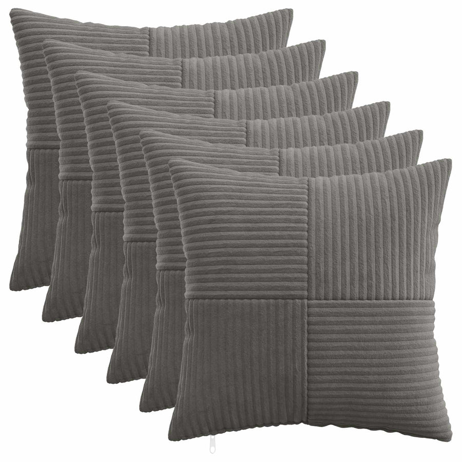 Kussensloop 6 pcs ALMELO Donkergrijs 30 x 30 cm corduroy