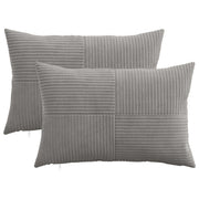 Kussensloop 2 stuks lichtgrijs 30x50 cm corduroy