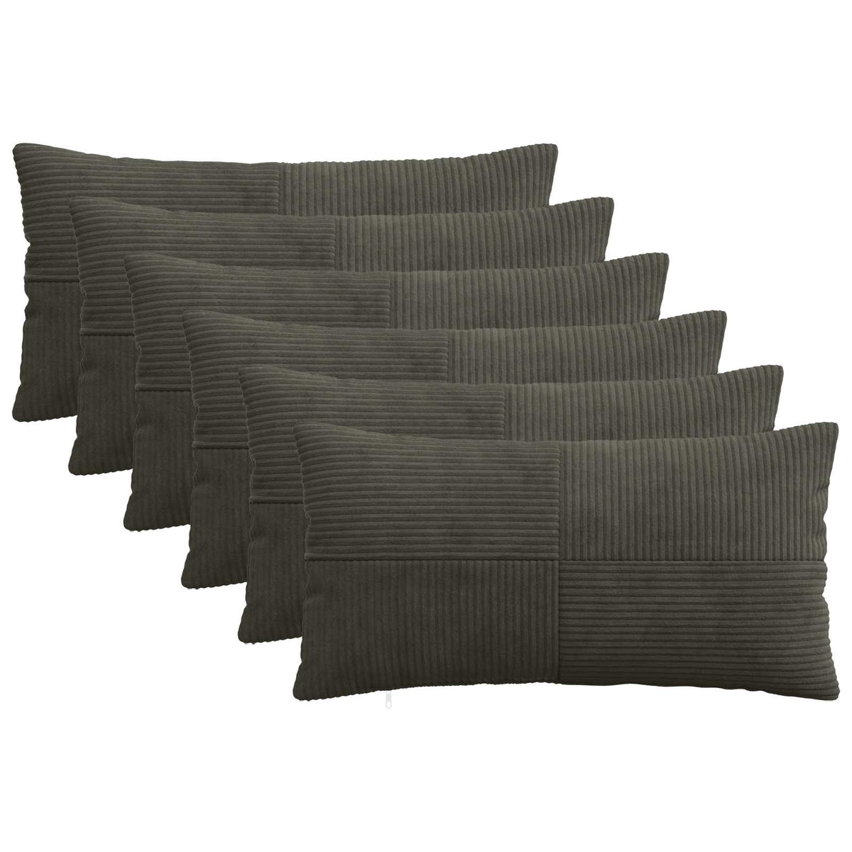 Kussensloop 6 pcs ALMELO Antracietkleurig 40 x 80 cm corduroy