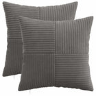 Kussensloop 45x45 cm donkergrijs corduroy (2 stuks)