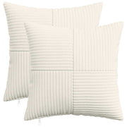 Kussensloop 50 x 50 cm corduroy crèmekleurig 2 stuks