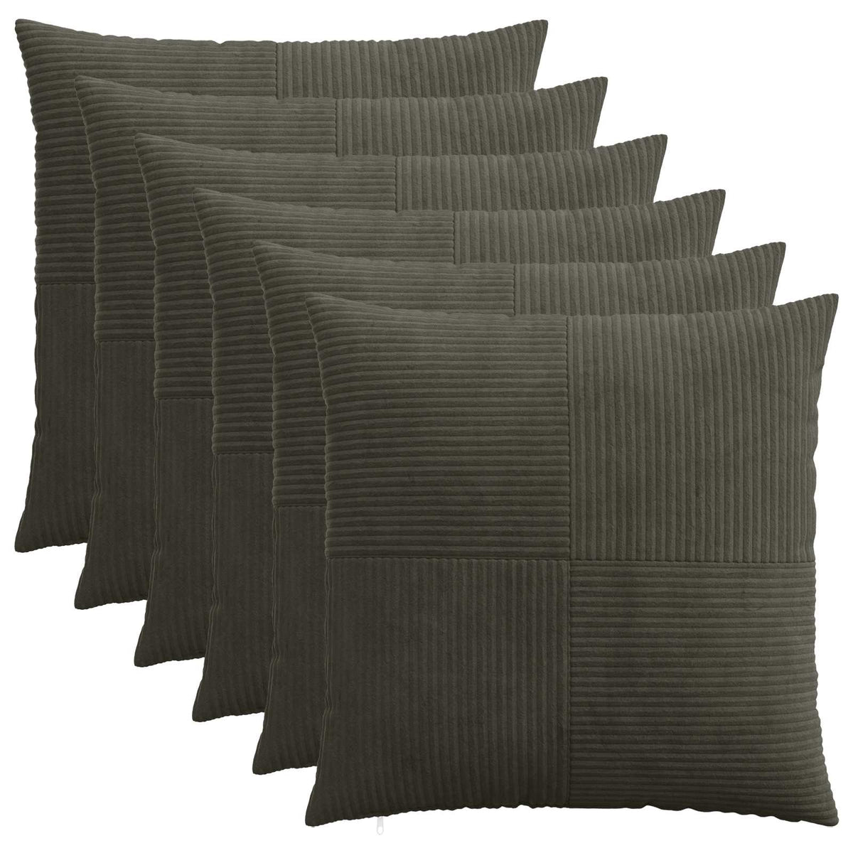 Kussensloop 6 pcs ALMELO Antracietkleurig 60 x 60 cm corduroy