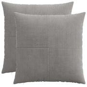 Kussensloop 65 x 65 cm lichtgrijs corduroy (2 stuks)