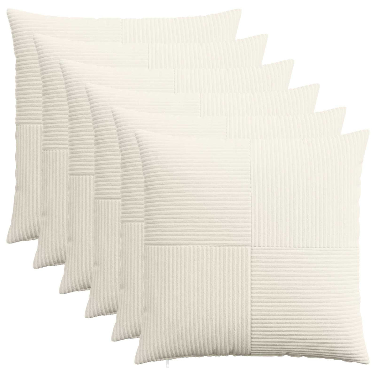 Kussensloop 6 st ALMELO Crèmekleurig 70 x 70 cm corduroy