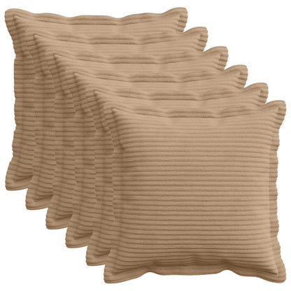 Kussensloop 6 st HOUTEN Bruin 30 x 30 cm corduroy