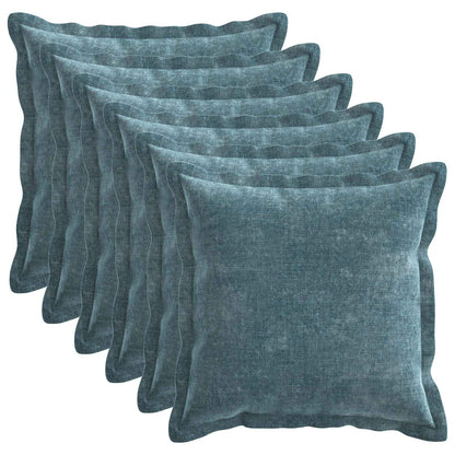 Kussensloop 6 st HOUTEN Blauw 30 x 30 cm Chenille Stof