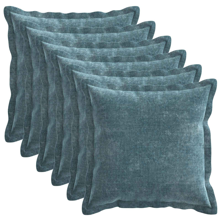 Kussensloop 6 st HOUTEN Blauw 30 x 30 cm Chenille Stof