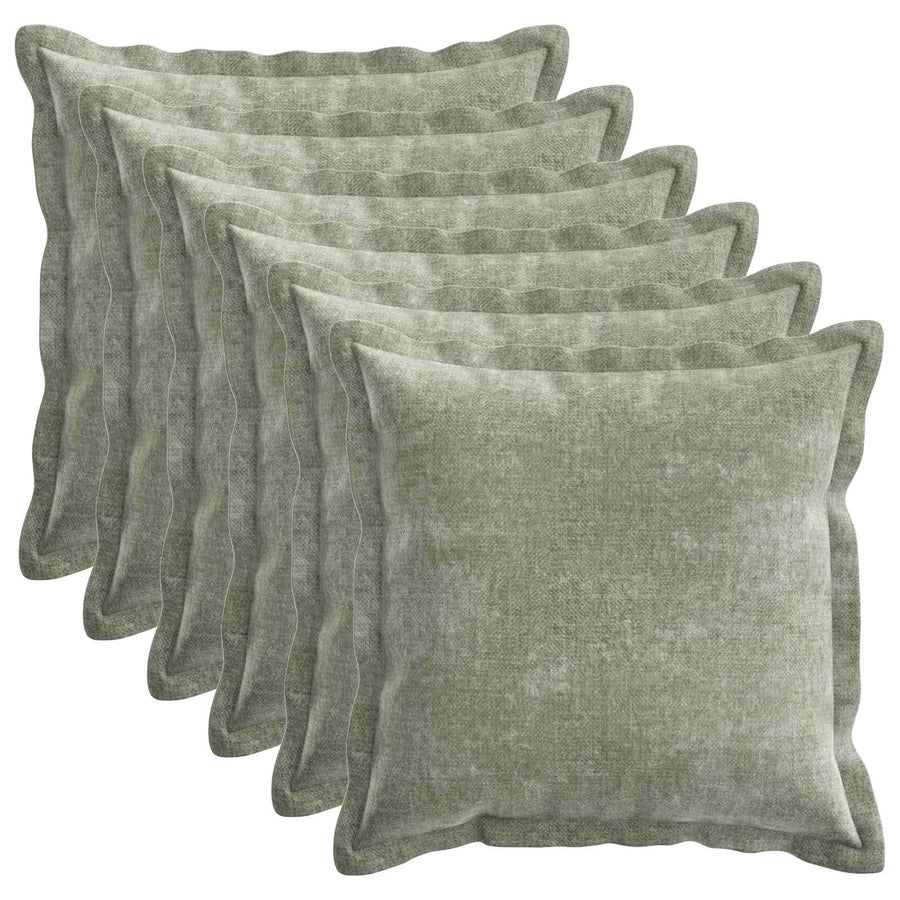 Kussensloop 6 st HOUTEN Groen 30 x 30 cm Chenille Stof
