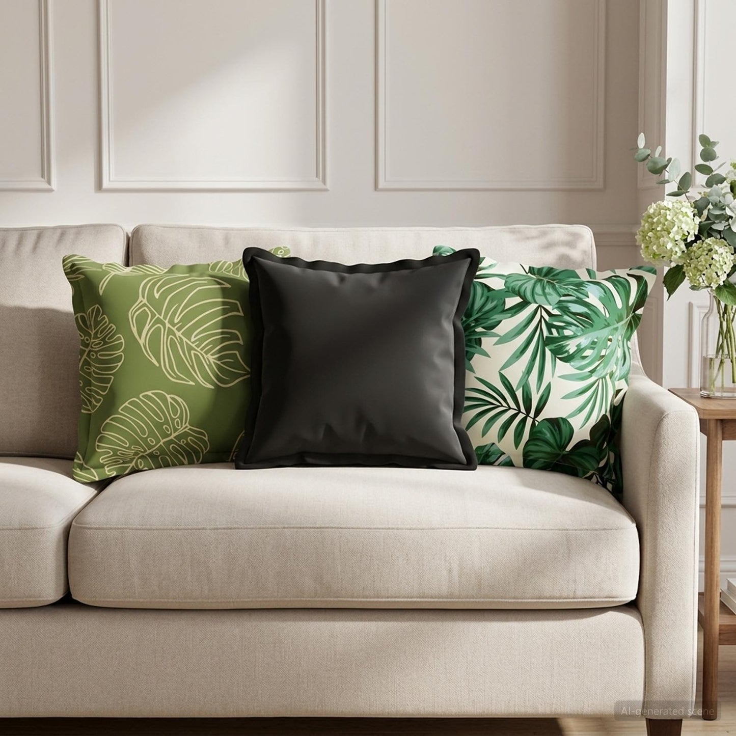 Kussensloop 2 st HOUTEN Bladontwerp 35 x 35 cm Polyester