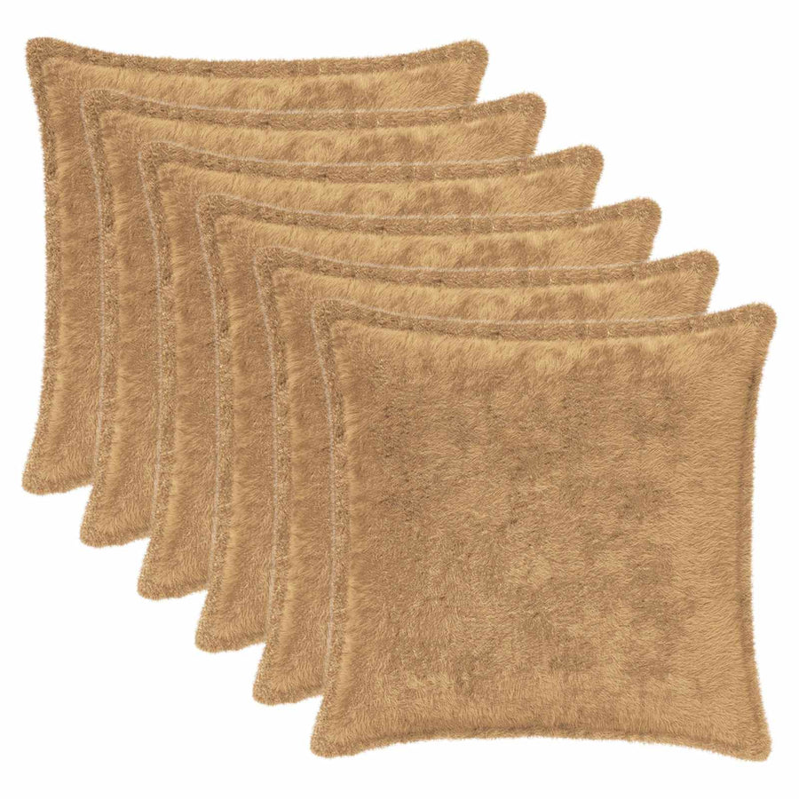 Kussensloop 6 st HOUTEN Taupe 30 x 30 cm Nep Konijnenbont