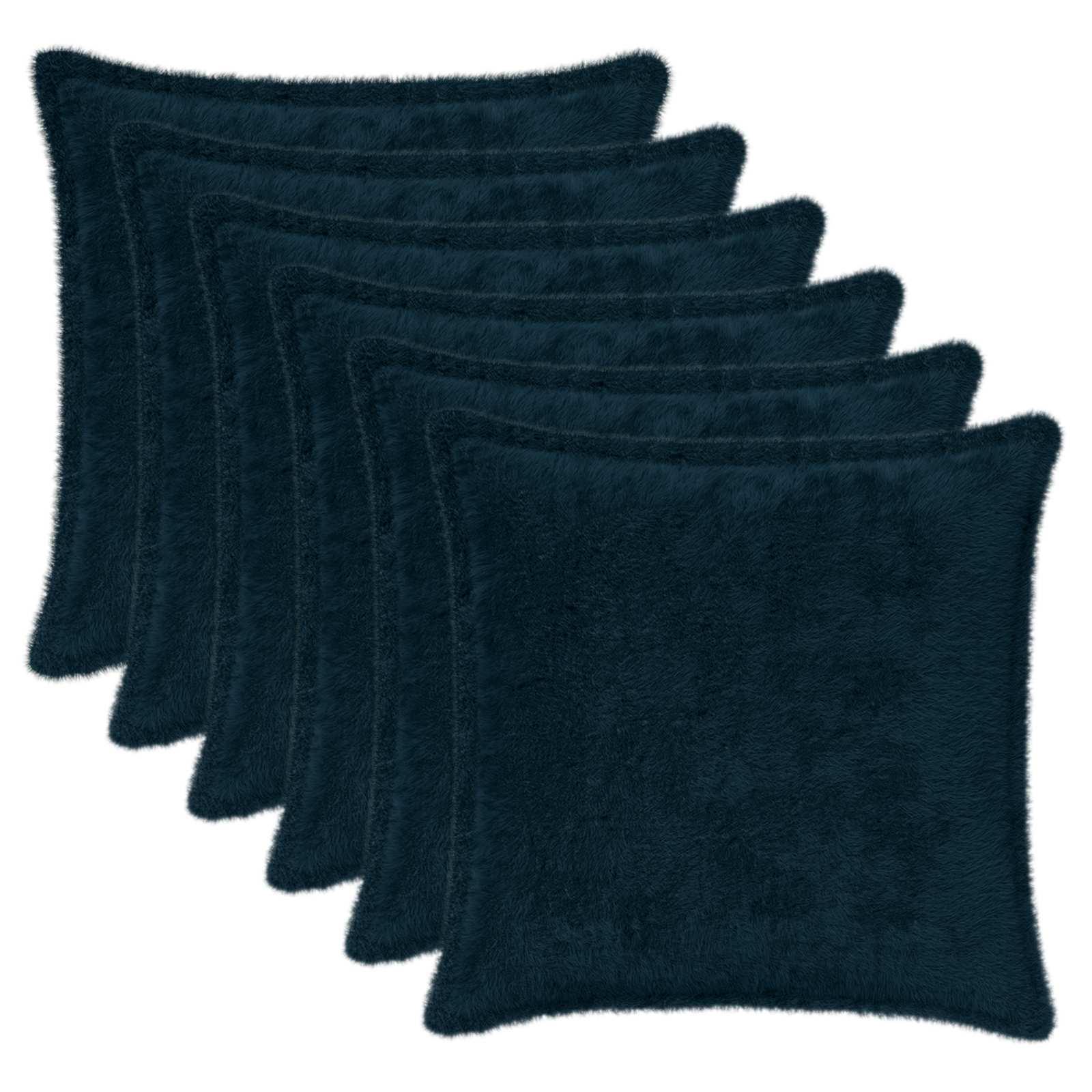 Kussensloop 6 st HOUTEN Marineblauw 30 x 30 cm Nep Konijnenbont