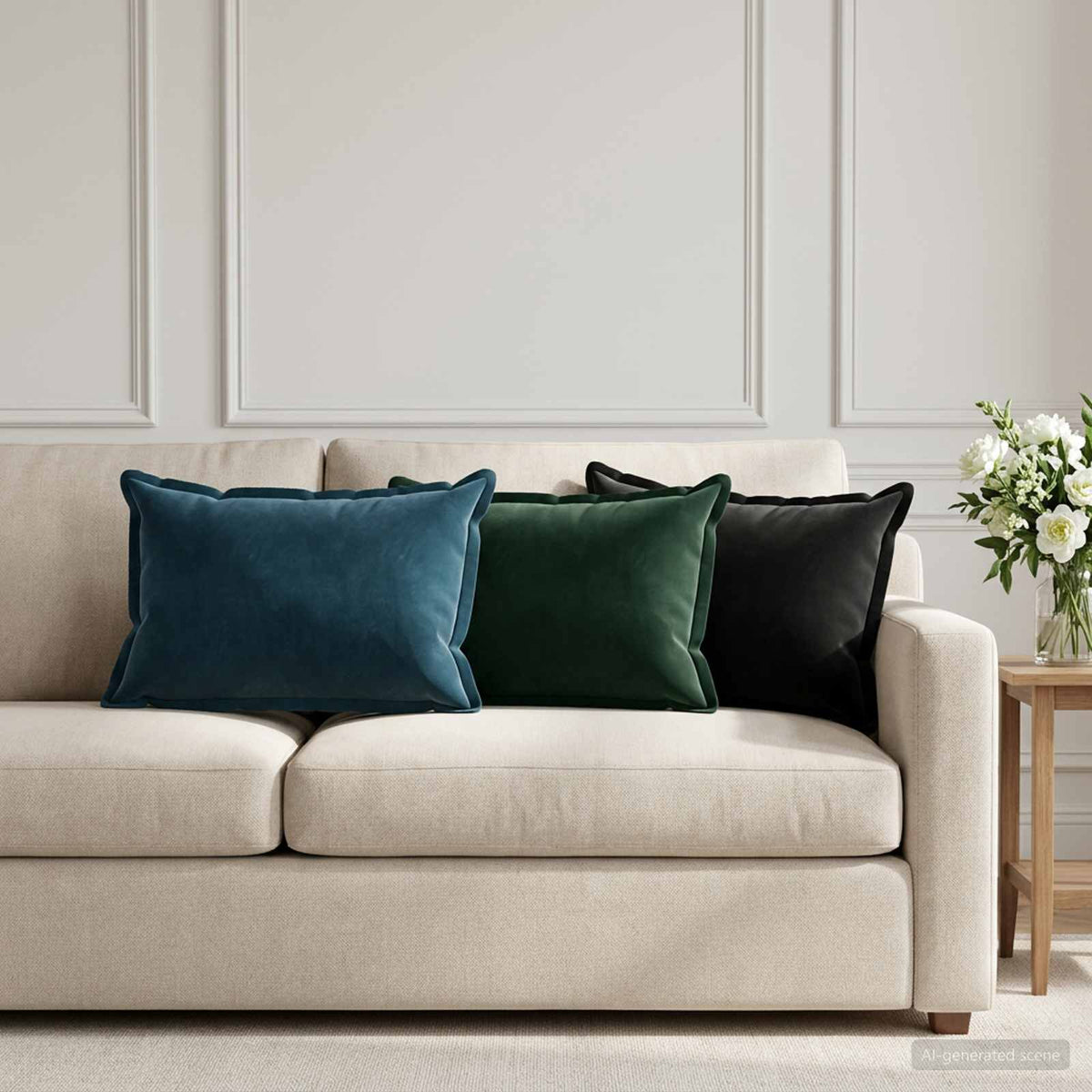 Kussen met kussen HOUTEN 6 st Blauw fluweel