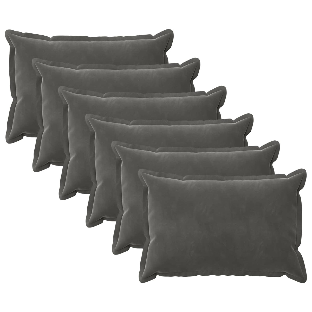 Kussensloop 6 pcs HOUTEN Donkergrijs 30 x 50 cm Fluweel