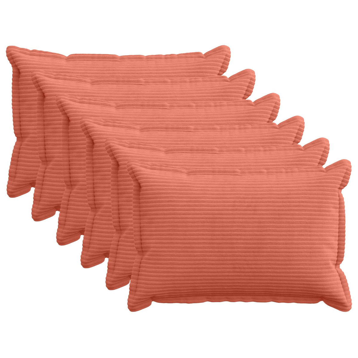 Kussensloop 6 st HOUTEN Rood-oranje 30 x 50 cm corduroy