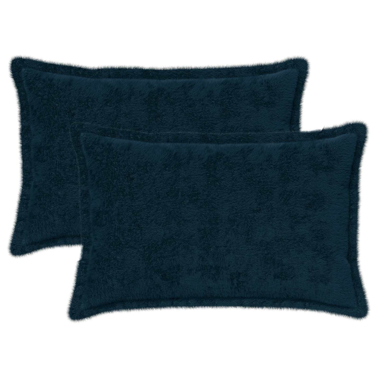 Kussensloop 2 st HOUTEN Marineblauw 30 x 50 cm Nep Konijnenbont