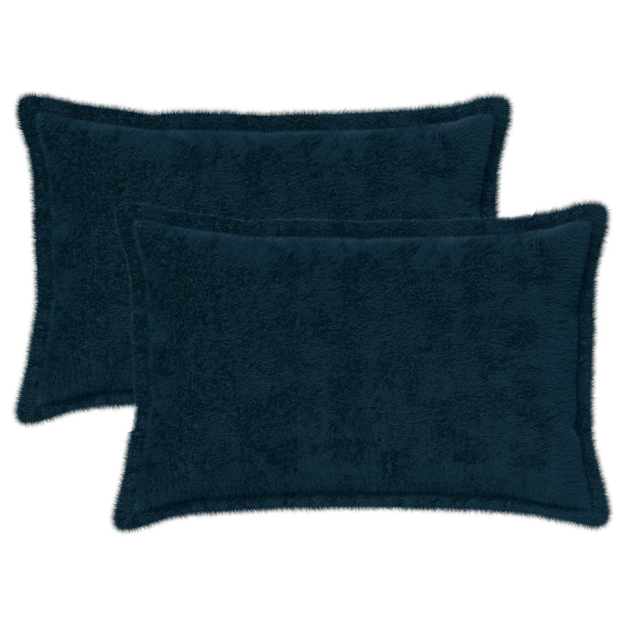Kussensloop 2 st HOUTEN Marineblauw 30 x 50 cm Nep Konijnenbont