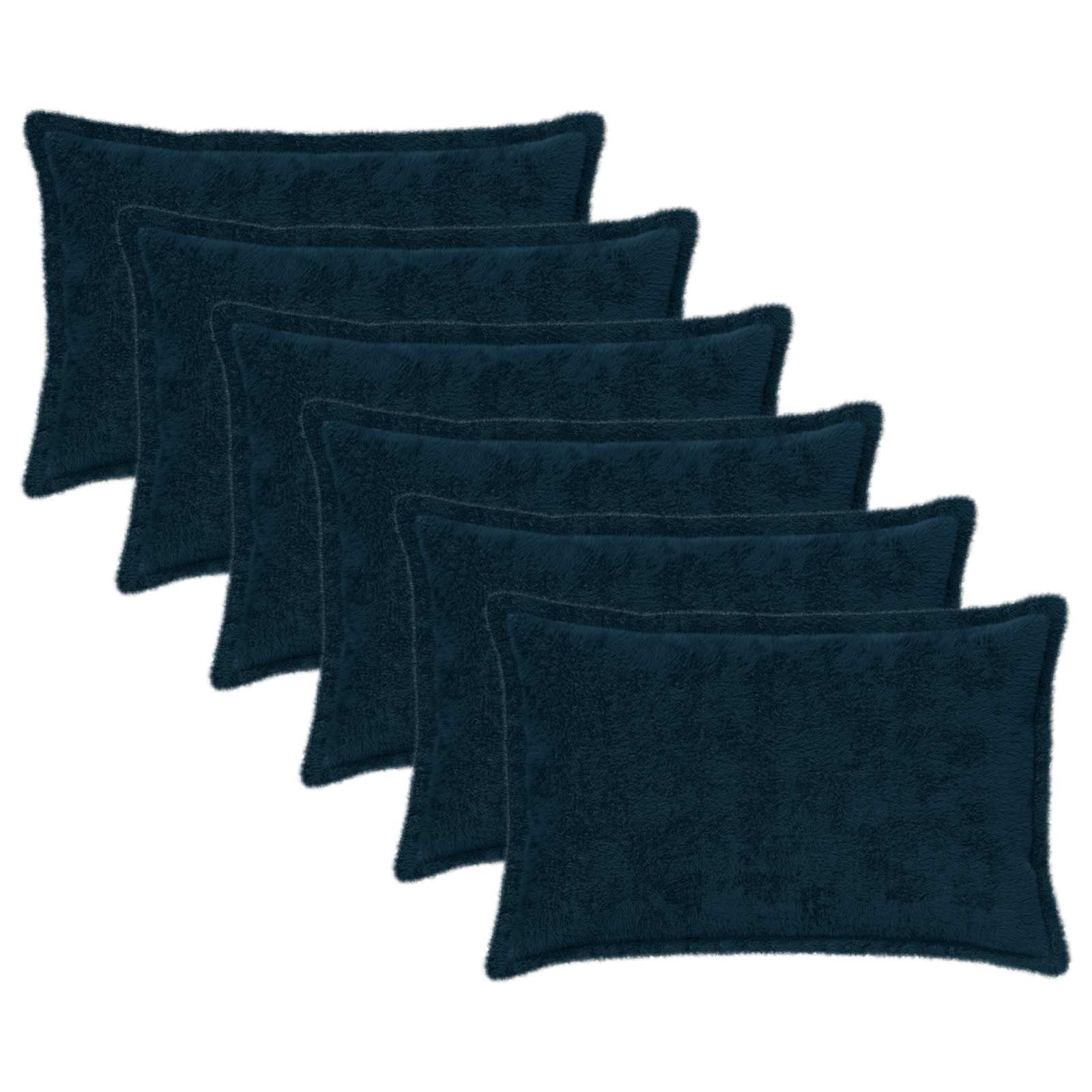 Kussensloop 6 st HOUTEN Marineblauw 30 x 50 cm Nep Konijnenbont