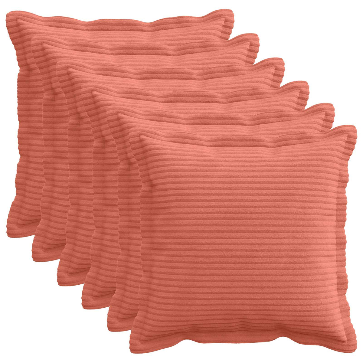 Kussensloop 6 st HOUTEN Rood-oranje 35 x 35 cm corduroy