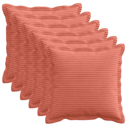 Kussensloop 6 st HOUTEN Rood-oranje 35 x 35 cm corduroy