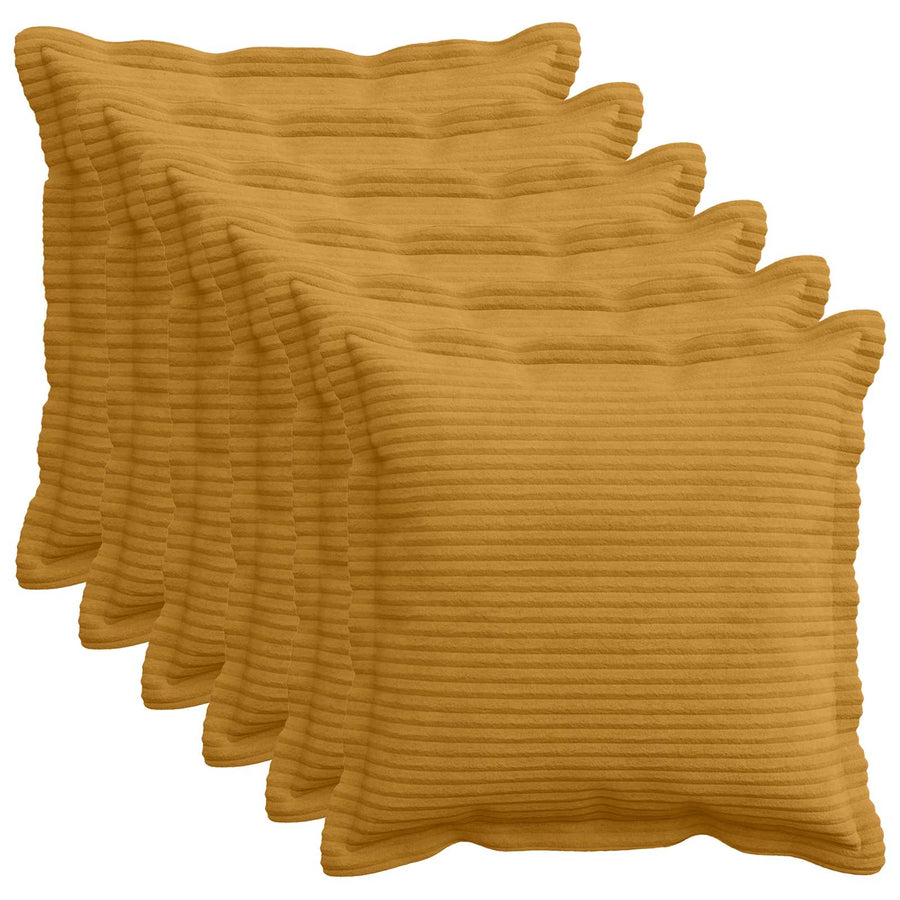 Kussensloop 6 st HOUTEN Geel 35 x 35 cm corduroy