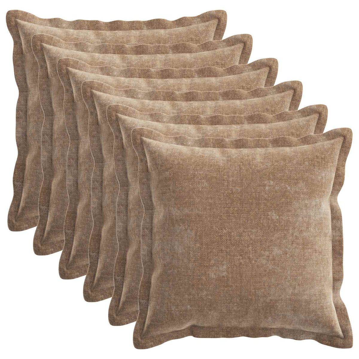 Kussensloop 6 st HOUTEN Bruin 35 x 35 cm Chenille Stof