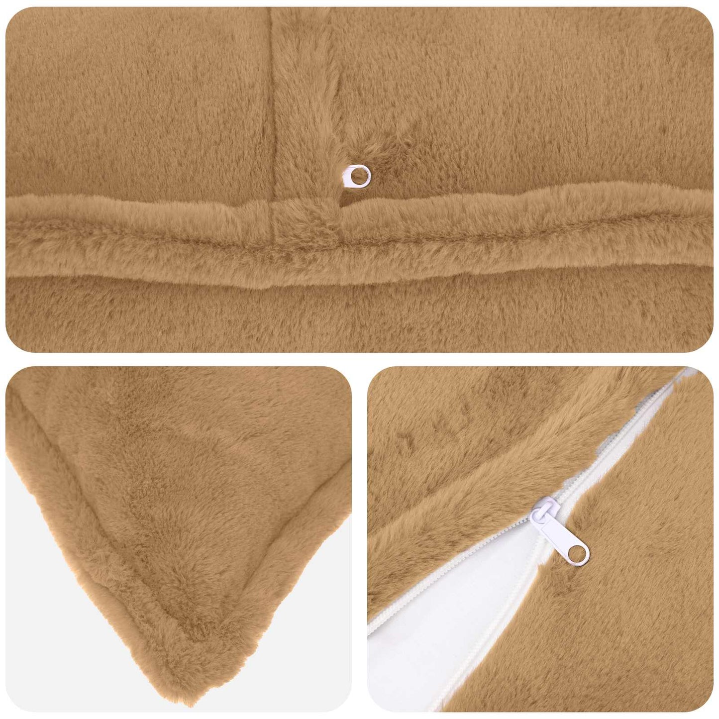Kussensloop 6 st HOUTEN Taupe 35 x 35 cm Nep Konijnenbont