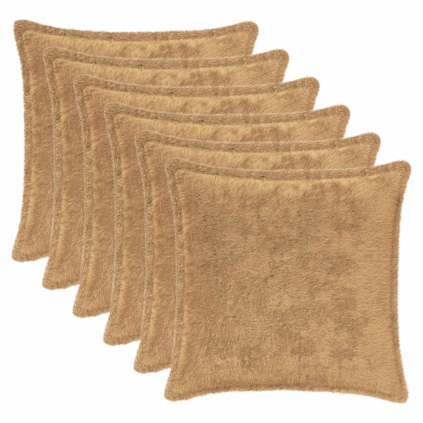 Kussensloop 6 st HOUTEN Taupe 35 x 35 cm Nep Konijnenbont