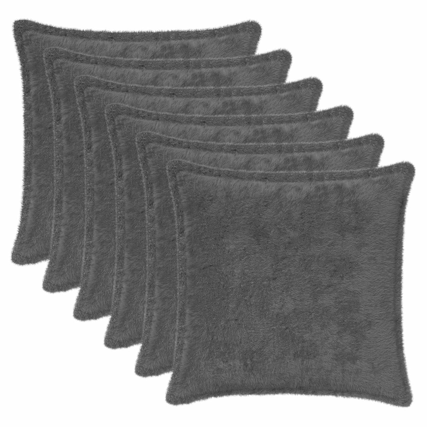 Kussensloop 6 st HOUTEN Donkergrijs 35 x 35 cm Nep Konijnenbont