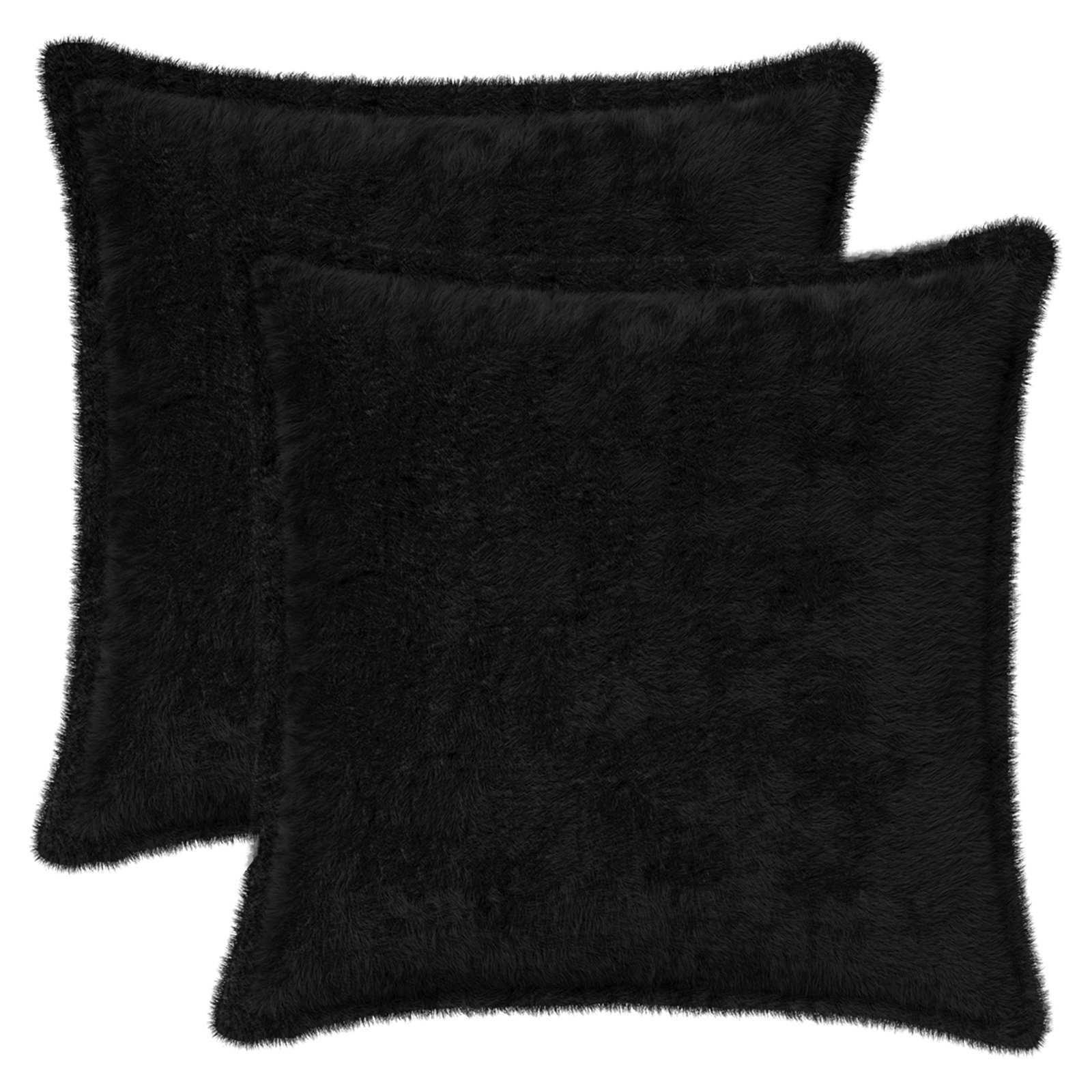 Kussensloop 2 st HOUTEN Zwart 35 x 35 cm Nep Konijnenbont