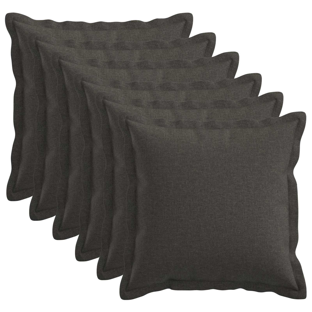Kussensloop 6 pcs HOUTEN Donkergrijs 40 x 40 cm Faux Linnen