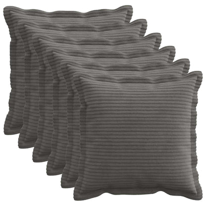 Kussensloop 6 st HOUTEN Donkergrijs 40 x 40 cm corduroy