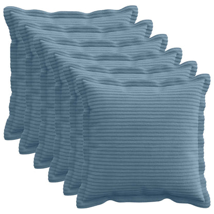Kussensloop 6 st HOUTEN Blauw 40 x 40 cm corduroy