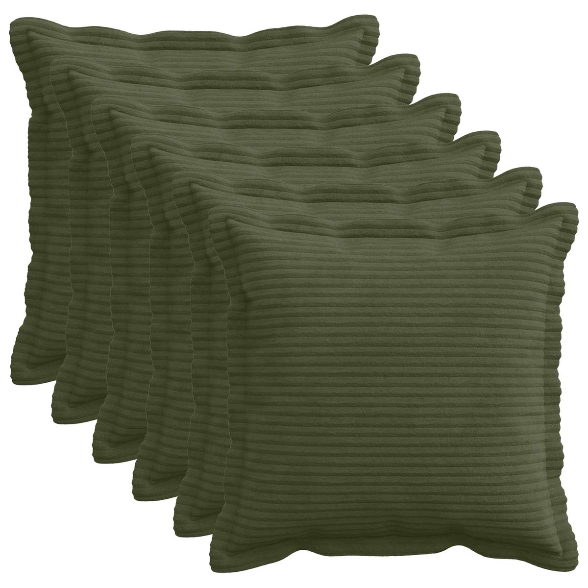 Kussensloop 6 st HOUTEN Groen 40 x 40 cm corduroy