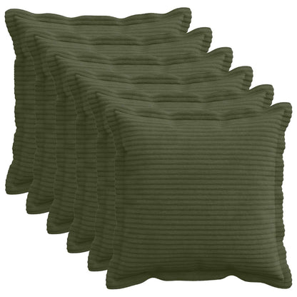Kussensloop 6 st HOUTEN Groen 40 x 40 cm corduroy