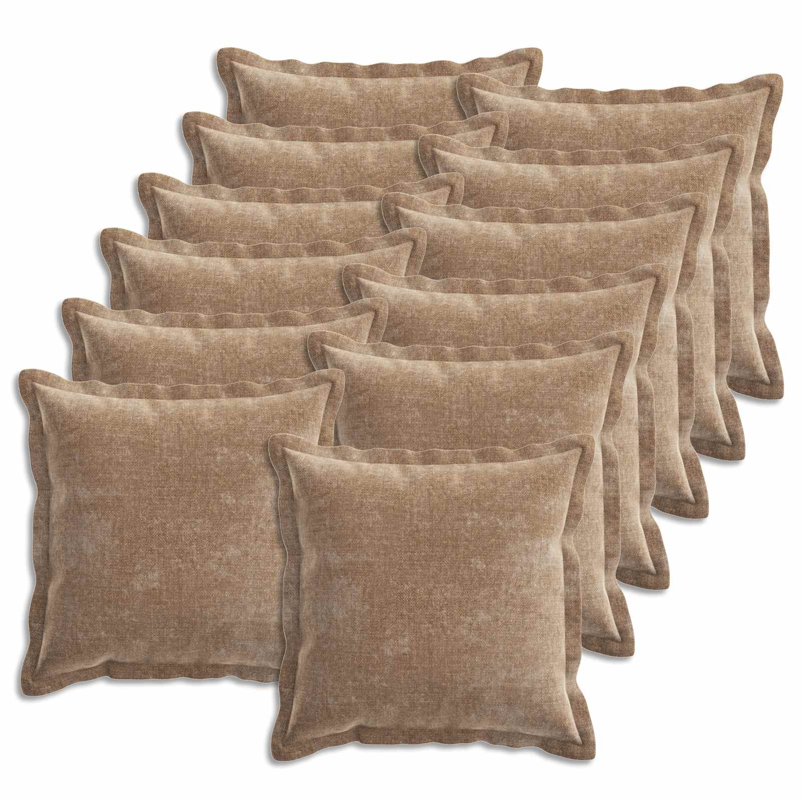 Kussensloop 12 st HOUTEN Bruin 40 x 40 cm Chenille Stof