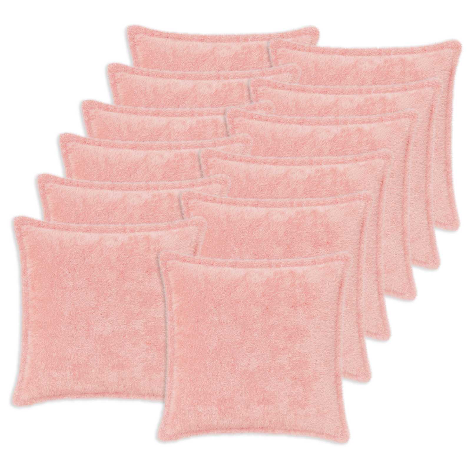 Kussensloop 12 st HOUTEN Roze 40 x 40 cm Nep Konijnenbont