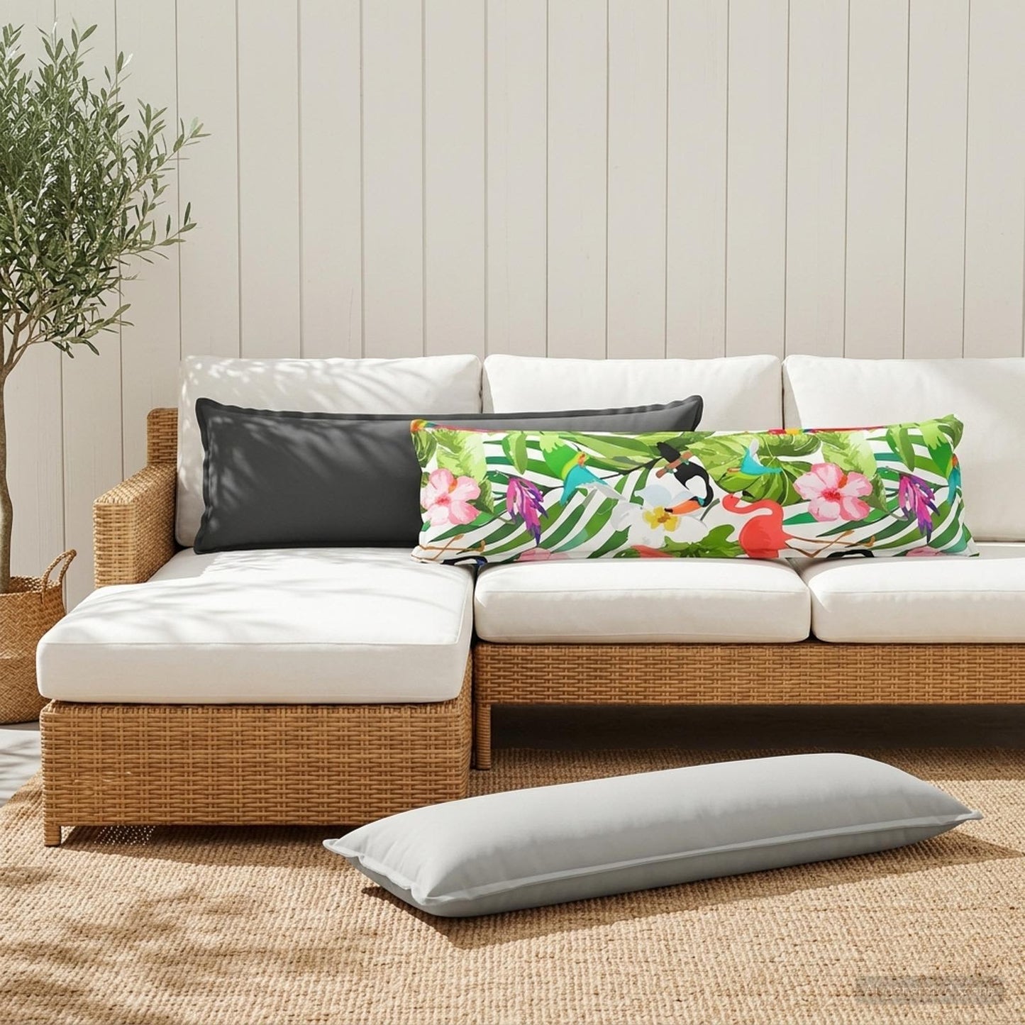 Kussensloop HOUTEN Zwart 40 x 145 cm Polyester