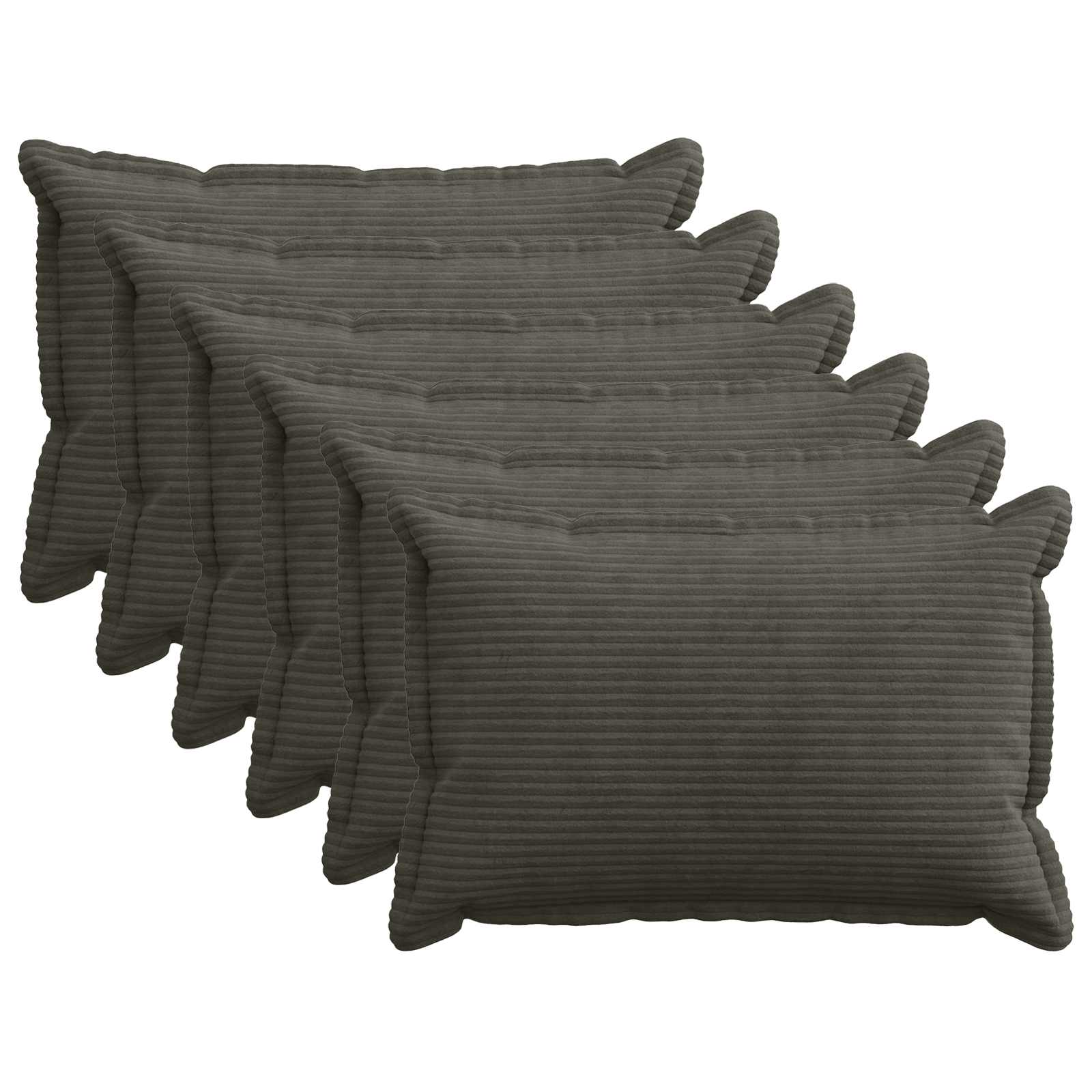 Kussensloop 6 st HOUTEN Antraciet 40 x 60 cm corduroy