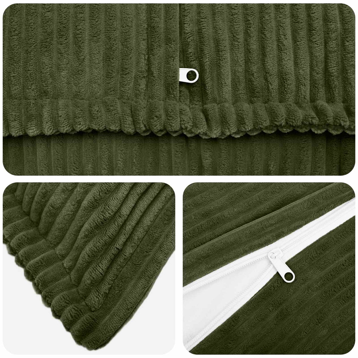 Kussensloop 6 st HOUTEN Groen 40 x 60 cm corduroy