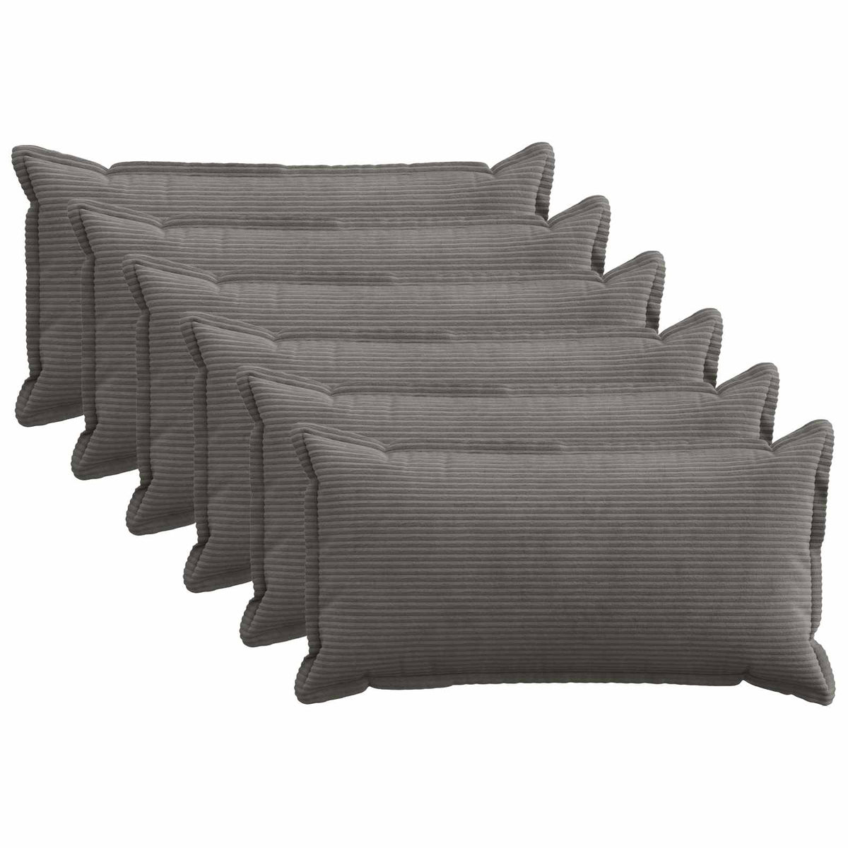 Kussensloop 6 st HOUTEN Donkergrijs 40 x 70 cm corduroy
