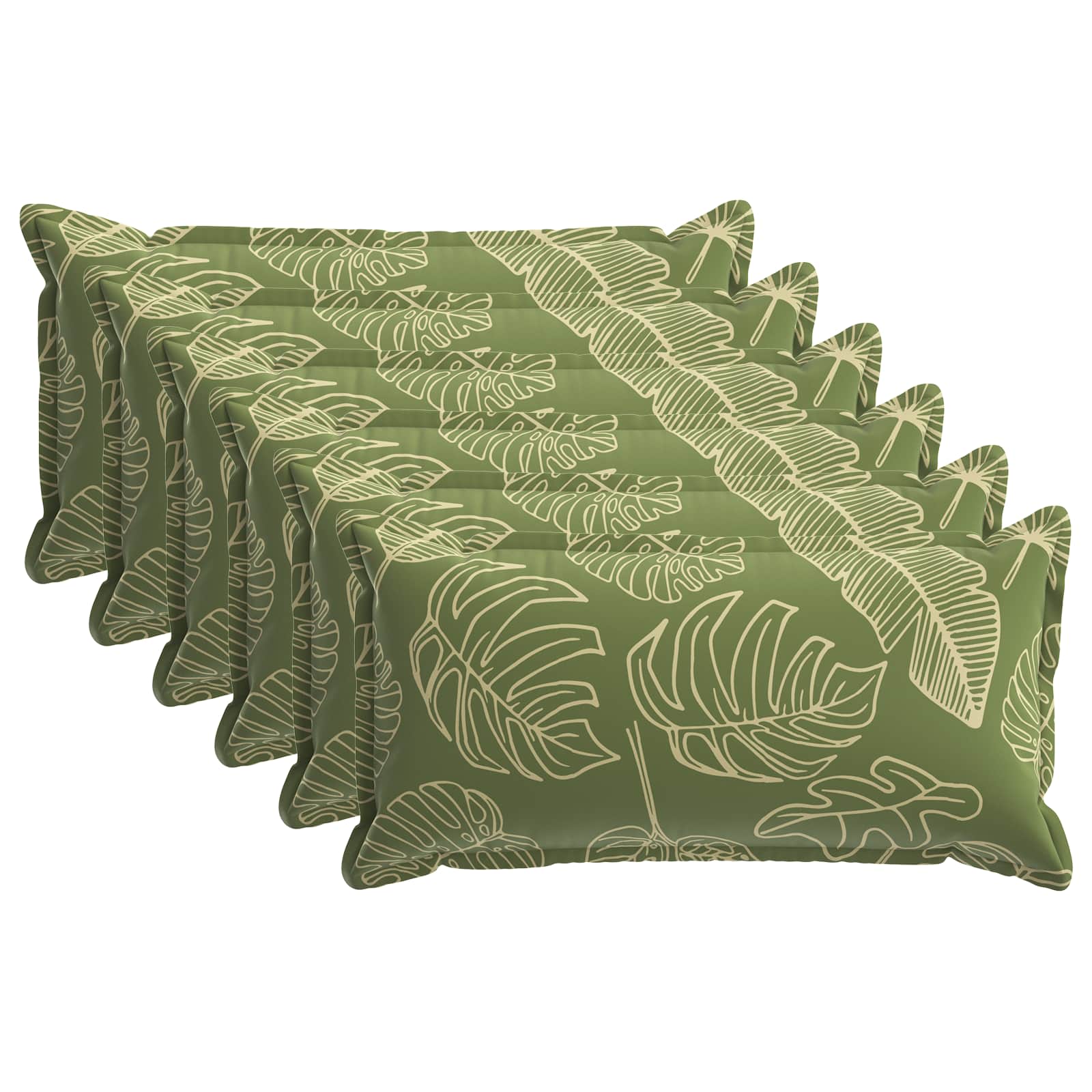 Kussensloop 6 st HOUTEN Bladontwerp 40 x 70 cm Polyester